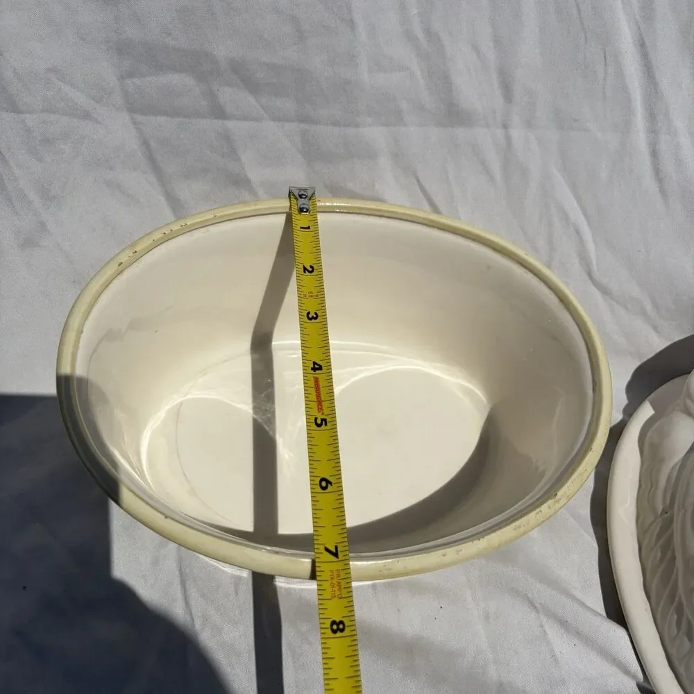 Vintage Ceramic Duck Goose Covered Dish Tureen Casserole Farmhouse Kitchen Decor